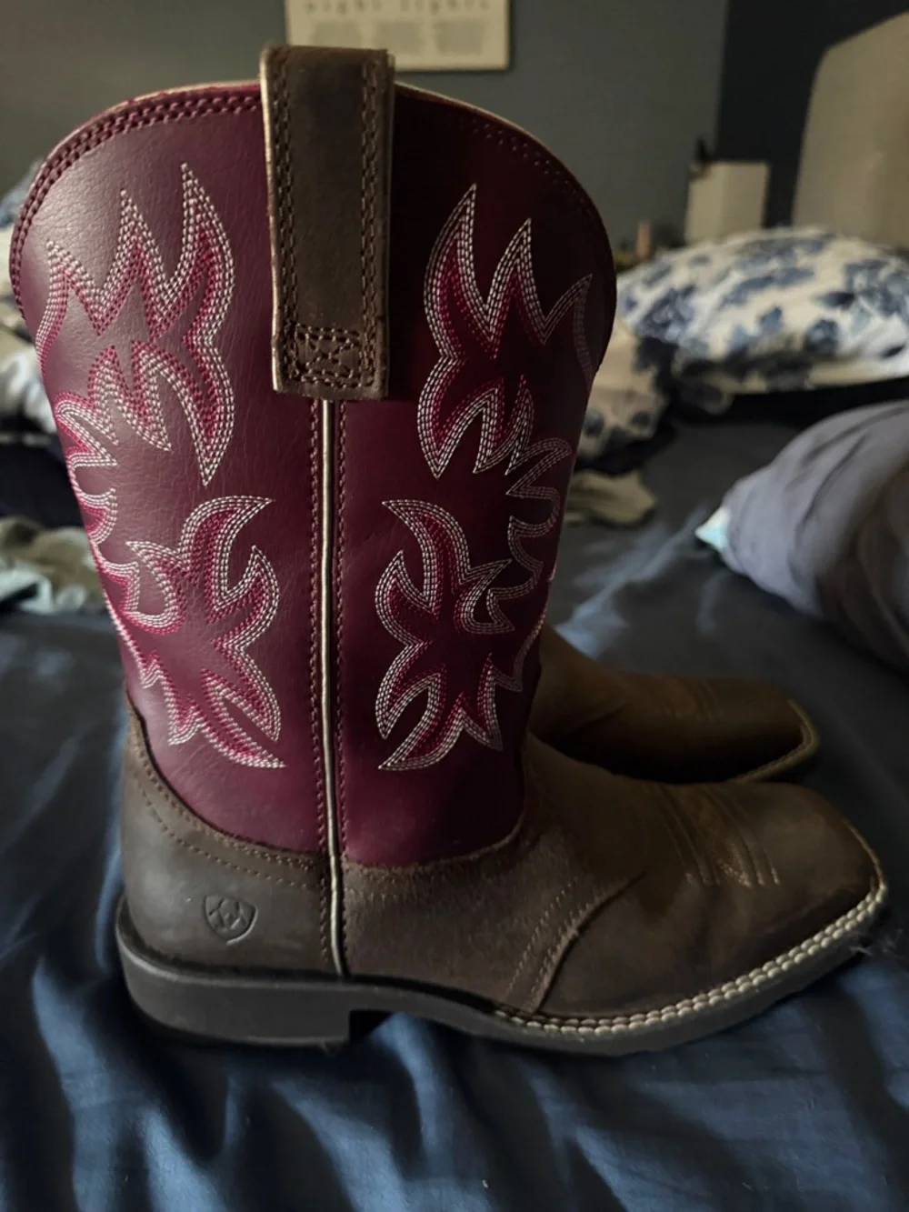Ariat Brown Footwear with Pink Shaft Cowboy Boots - Picture 2 of 7
